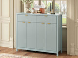 Modern Wave-Pattern Sideboard Cabinet with 2 Drawers and 4 Doors, 3-Level Adjustable Shelves, N711P269068C