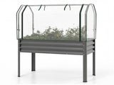 3-in-1 Metal Raised Garden Bed with Mini Greenhouse Cover, Elevated Planter Box - Gray 48993703