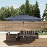 11FT Patio Umbrella Outdoor Square Double Top Umbrella in Gray T3609P347438