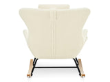 Rocking Chair Nursery, Teddy Upholstered Rocker Glider Chair with High Backrest, Adjustable Headrest W680127248