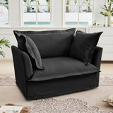 Slip-covered Armchair with 1 Big Back Cushion and 2 Big Toss Pillows, Single Deep Seat Comfy Single W3041P280846