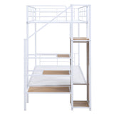 ZUN Twin Over Twin Metal Bunk Bed with Lateral Storage Ladder and Wardrobe, White MF315578AAK