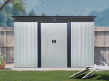 8ft x 6ft Outdoor Metal Storage with Lockable Sliding Doors and Transparent plate for Garden, Lawn 46725600