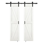 ZUN 42 in. x 84 in. Sliding Double Barn Door with 7FT Barn Door Hardware Kit ,K Frame,MDF+Solid Wood 60324949