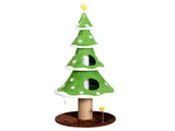 59in Large Tall Christmas Tree Cat Tower 2 Cat Condos & Scratching Post, Soft Fleece Cat Tree 35277382