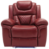Home Theater Seating Manual Recliner Chair with LED Light Strip for Living Room,Bedroom, Wine Red WF310725AAJ