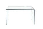 ZUN Glass Console Table, Transparent Tempered Glass Console Table with Rounded Edges Desks, Sofa Table W1718P234156