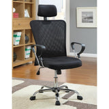 ZUN Black and Chrome Height Adjustable Office Chair with Casters B062P153801