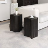 2-in-1 Irregular MGO End Table, Split Design, Small Space Friendly,Indoor Outdoor Use,Black Color N770P284171B