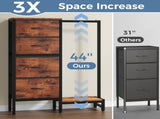 4 Drawers Dresser with Hanging Rack, 44-inch Tall Reversible Fabric Chest, Bedroom Storage Tower, 77536599