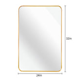 24x32 Inch Gold Metal Framed Rectangular Bathrrom Mirror for Wall. W2203P302680
