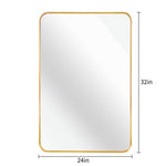 ZUN Gold 24 "x32" Rectangular Bathroom Wall Mirror W2203P183130