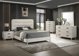 1pc Contemporary Style Two Drawers Nightstand Solid Wood Unique White Finish Bedroom Furniture B011P311879