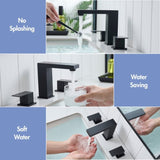 Bathroom Stainless Steel Faucets for Sink 3 Hole Matte Black 8 inch Widespread Bathroom Sink Faucet W1932P353507