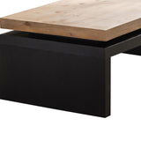 Black and Natural Wood Living Room Table Versatile Coffee Table 2-Tiered Wood Tabletop Table 47.6" L W2729P198992