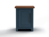 14 inch Chairside Table, No Assembly Required, Blue Denim and Whiskey Finish B108131556