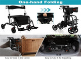 Foldable Rollator Walker with 8" Wheels Handbrake Storage Bag Cane Holder for Seniors & 64661488