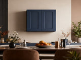 Navy Blue Shaker 24" Solid Wood Wall Cabinet, Soft Close Hinges, Adjustable Shelves, Double Door for T2950P479975