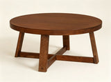 30 Inch Round Farmhouse Coffee with Pine Wood Legs, 2.6" Thicktop Stable X-Base Accent 01816248