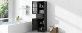 Tall Bathroom Cabinet, Freestanding Storage Cabinet with Drawer and Doors, MDF Board, Acrylic Door, WF289427AAB