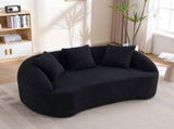 LY-049S Curved Modern Boneless Sofa Loveseat, Backrest Upgrade, 2-Seater Black Chenille Compression W2231P402442