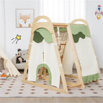 ZUN 6-in-1 Wooden Kids Jungle Gym Playset 51873158