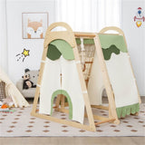 ZUN 6-in-1 Wooden Kids Jungle Gym Playset 51873158