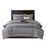 7 Piece Jacquard Comforter Set Grey/Taupe Queen B03596938