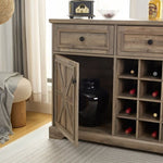 ZUN Farmhouse Liquor Cabinet Bar Cabinet with 2 Drawers, Wine Bar Cabinet with Removable Wine Racks W1758P210364