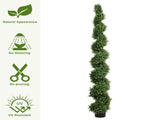 7FT Tall Artificial Two-Tone Cypress Pine Tree Realistic Lifelike Faux Greenery with Natural Dual W2945P379249