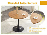 Round Dining Table, 31.5" Circle Tulip Table with Thickened Tabletop & Metal Pedestal, Mid Century W2920P518747