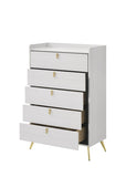 ZUN White 5-Drawer Chest with Pull Handles B062P209053