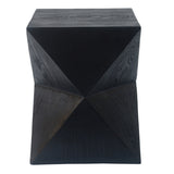 ZUN 14.25" Black Symmetry Concrete Side Table with Smooth Wood Grain Texture and Modern N767P192080B