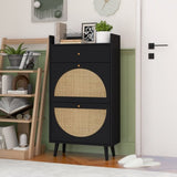 Rattan, Allen 2 door 1 drawer cabinet, shoe rack, double layer, suitable for entrance W688141535