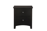 Black Finish Nightstand 2-Drawers Pine Veneer MDF Wooden 1pc Modern Nightstand HS00F4236-ID-AHD