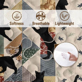 3pcs Of Black Cat Multi Posture Pattern Blanket Set All Season Bedding, 2 Pillowcases For Children, 47524620