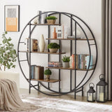 Round 5-Tier Metal Plant Stand bookcase storage rack, Indoor Living Room Terrace Garden Balcony W116290852