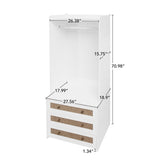 Wardrobe with 3 Drawers High Wardrobe Armoire With Rattan For Living Room, Bedroom Organizer W688P266052