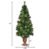 5ft Pre-Lit Artificial Christmas Tree - 100 Clear LED Lights 260 Tips PVC Red Berries Pine Cones UL 59692852