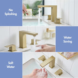 Bathroom Stainless Steel Faucets for Sink 3 Hole Nickel Gold 8 inch Widespread Bathroom Sink Faucet W1932P353492