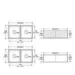 ZUN Fireclay 33" L X 18" W Double Basin Farmhouse Kitchen Sink With Grid And Strainer W1225122760