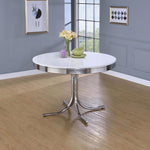 ZUN White and Chrome Round Dining Table B062P145478