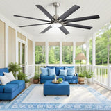 ZUN 66 Inch Large Ceiling Fan With Dimmable Led Light 8 ABS Blades Smart Remote Control Reversible DC W882P146893