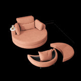 A 51-inch orange corduroy sofa with two throw pillows, a waist pillow and an extra tray is W1658P143718