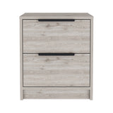 Kaia Nightstand , End Table, Side Table Two Drawers, Metal Handle -Light Gray B07091875