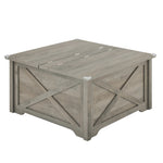 ZUN Farmhouse Coffee Table, Square Wood Center Table with Large Hidden Storage Compartment for Living 68961581