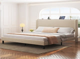 King Size Platform Bed , Metal Bed Frame with Charging Station, No Box Spring Needed, , Noise W636P288882