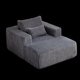 62.5-Inch Corduroy Sponge Sofa Lounge Chair with Removable footrest,No Assembly Required,Fluffy W834P206049