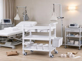 3-Tier Rolling Lab Cart, Mobile Utility Cart with 3 Trays, 4 Silent Wheels & 3 Trash Cans, PP 54275968