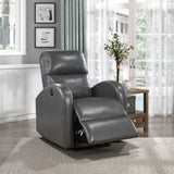 Power Reclining Chair 1pc Gray Faux Leather Upholstered Modern Contemporary Power Motion Reclining B011P233933